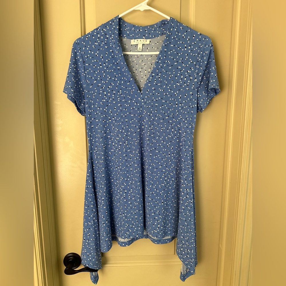 Blue Speckled V-Neck Tunic Top